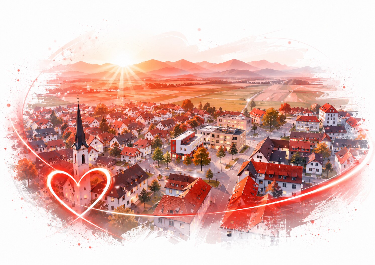 das rote Herz im Zentrum von Lanzenkirchen